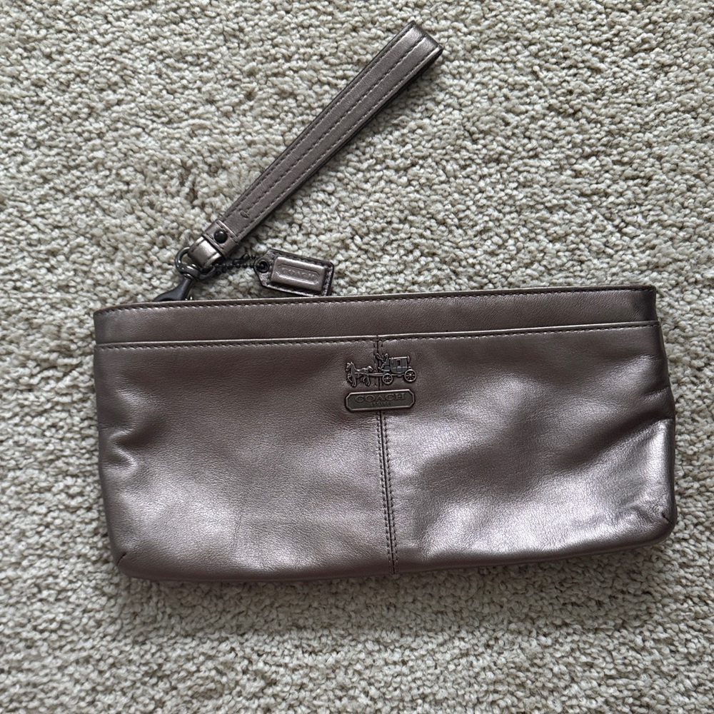 Coach Bronze Metallic Wristlet w/ bronze hardware